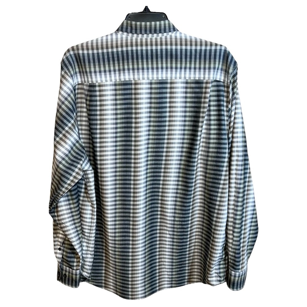 Tommy Bahama Shirt Men’s Size XLT Grey Green White Checks Button Front - Picture 6 of 6